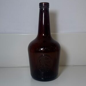 Vintage 1951 St Remy Frech Brandy 9 inch tall Brown Flask Whiskey Liquor Bottle